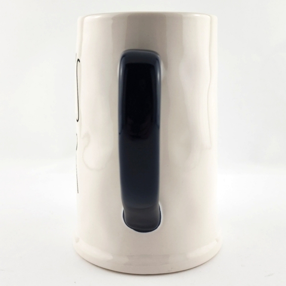 Rae Dunn Artisan Collection White Stein Mug Large Letters DAD'S BEER Blue Handle - Picture 3 of 11